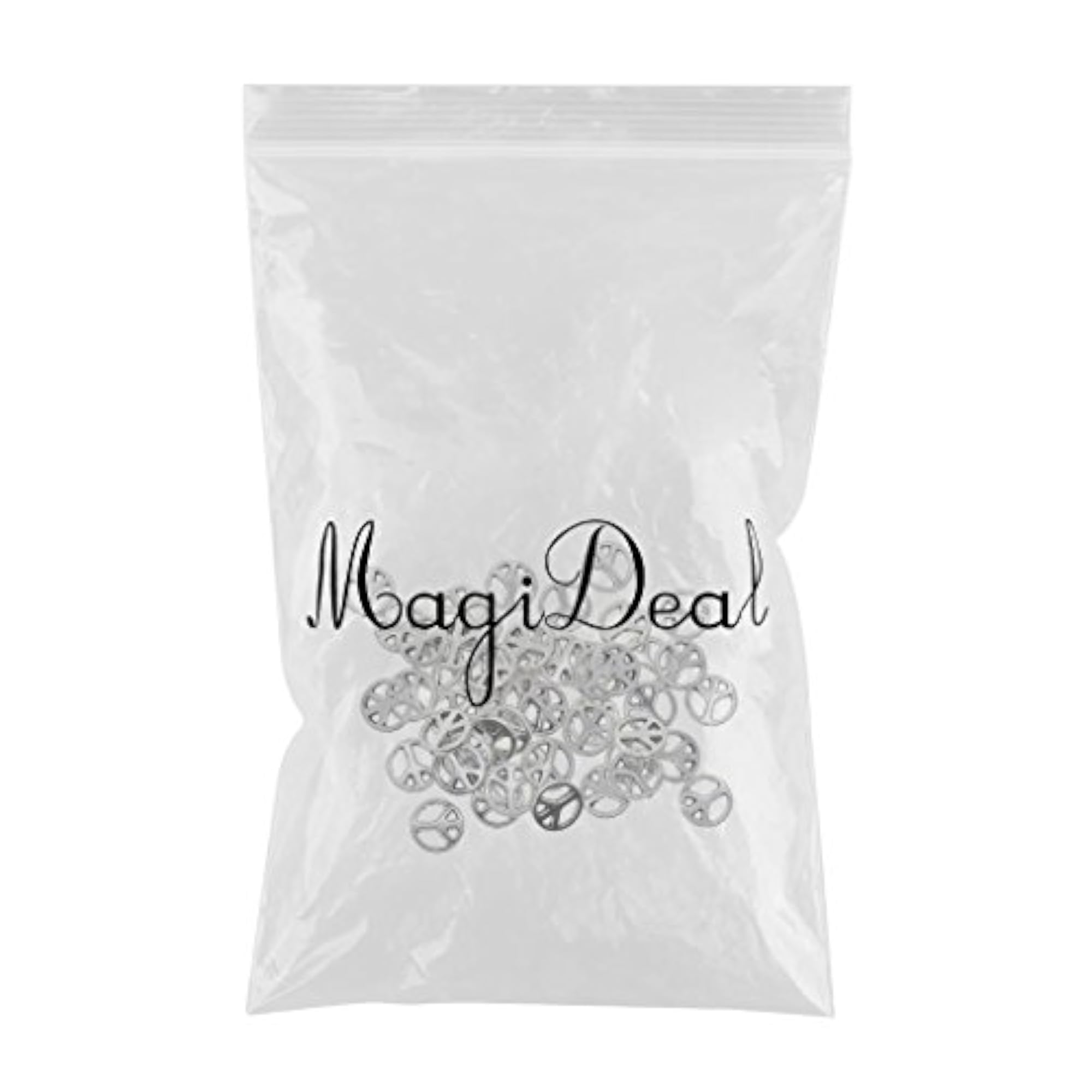 50 Pieces Tibetan Silver Peace Symbol Charm Beads